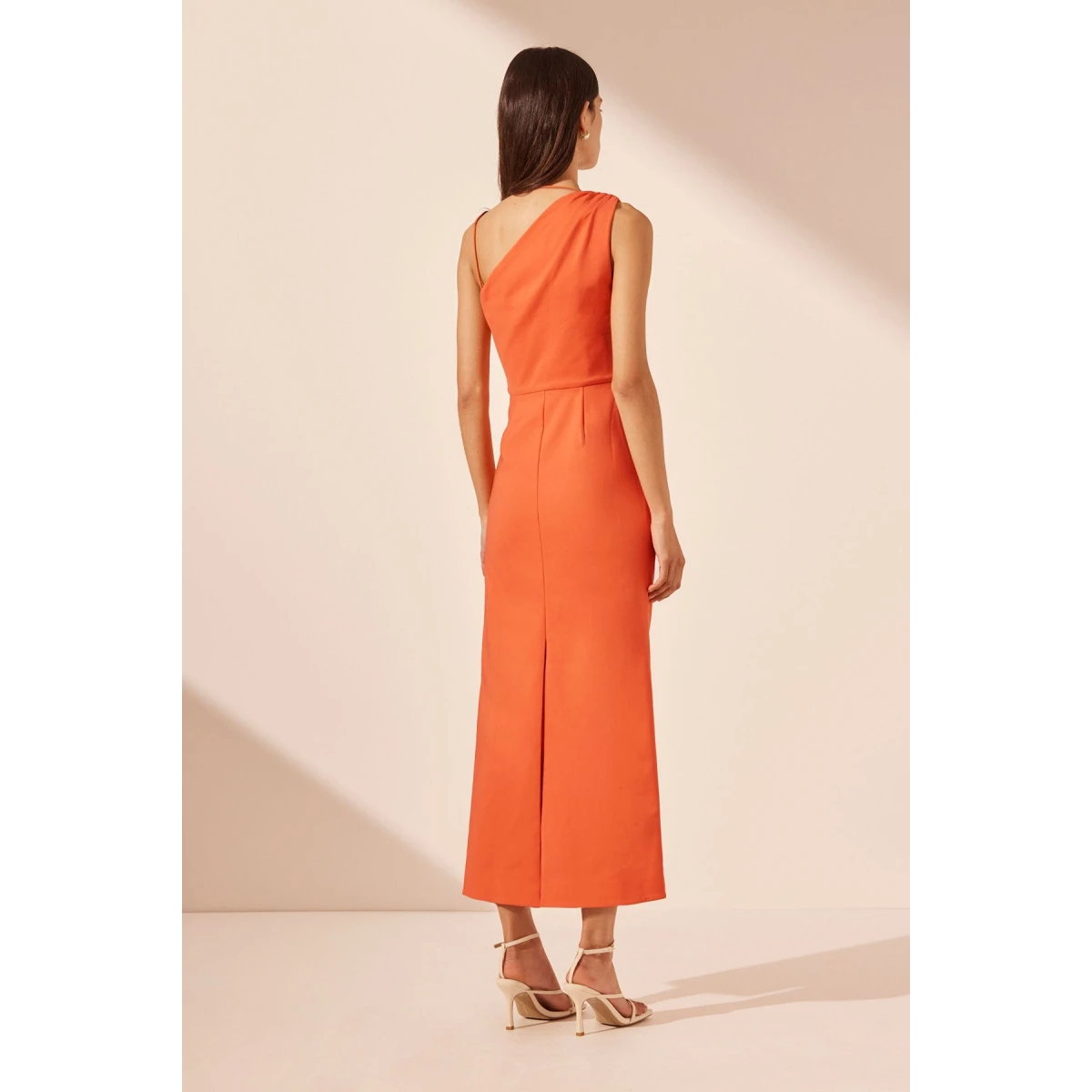 Shona Joy Lani Asymmetrical Gathered Midi Dress - Hibiscus