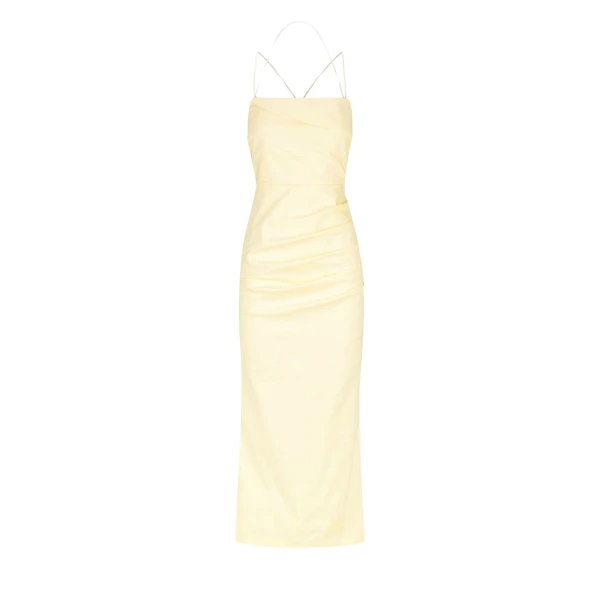 Shona Joy Lani Draped Cross Back Midi Dress Vanilla41066 nobg