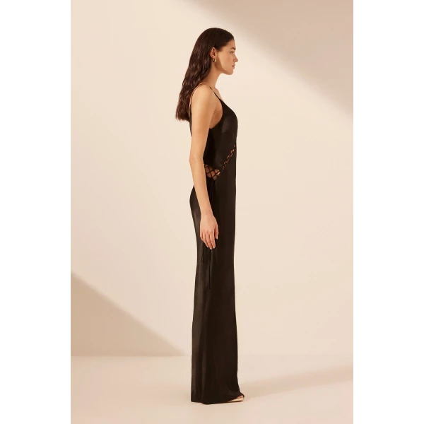 Shona Joy Mia Lace Up Maxi Dress - Black