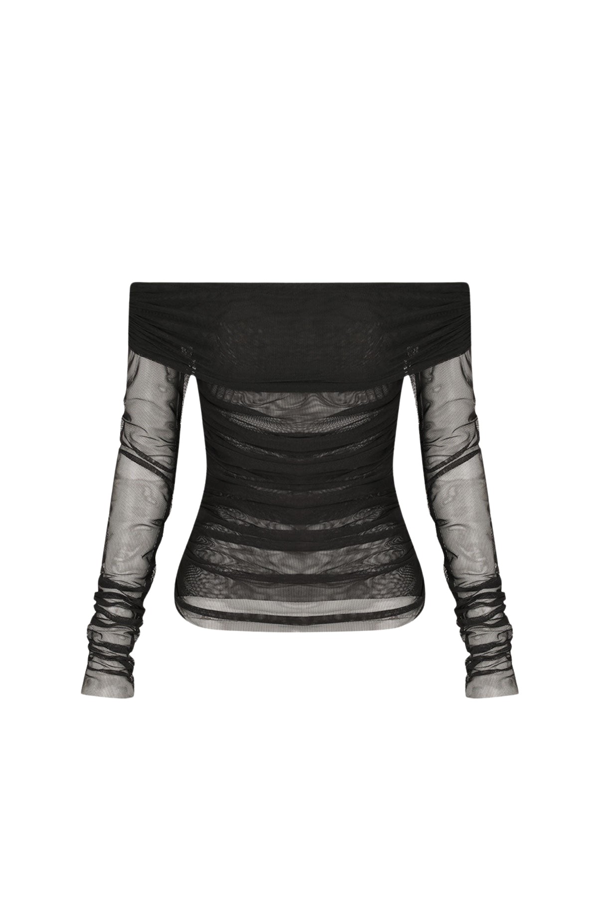 Shona Joy Mira Long Sleeve Off Shoulder Top Black36712 nobg