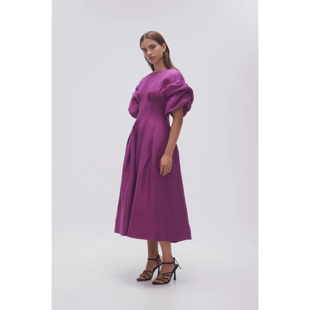 Adelie Puff Sleeve Midi Dress