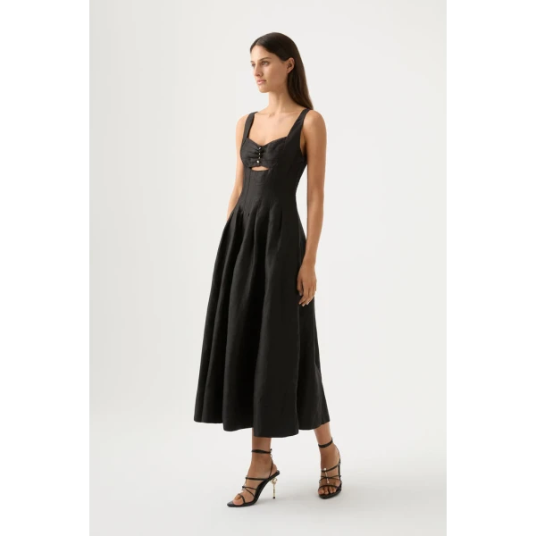 Divinity Pearl Pin Midi Dress