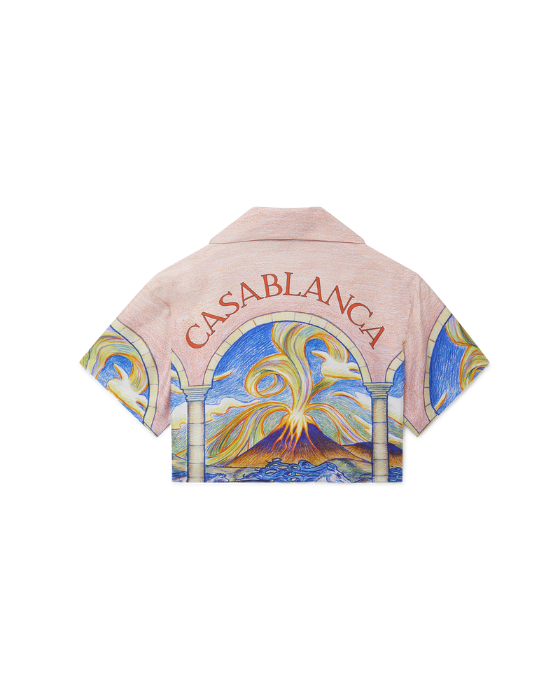 Casablanca Chevaux Sauvages Cropped Silk Shirt