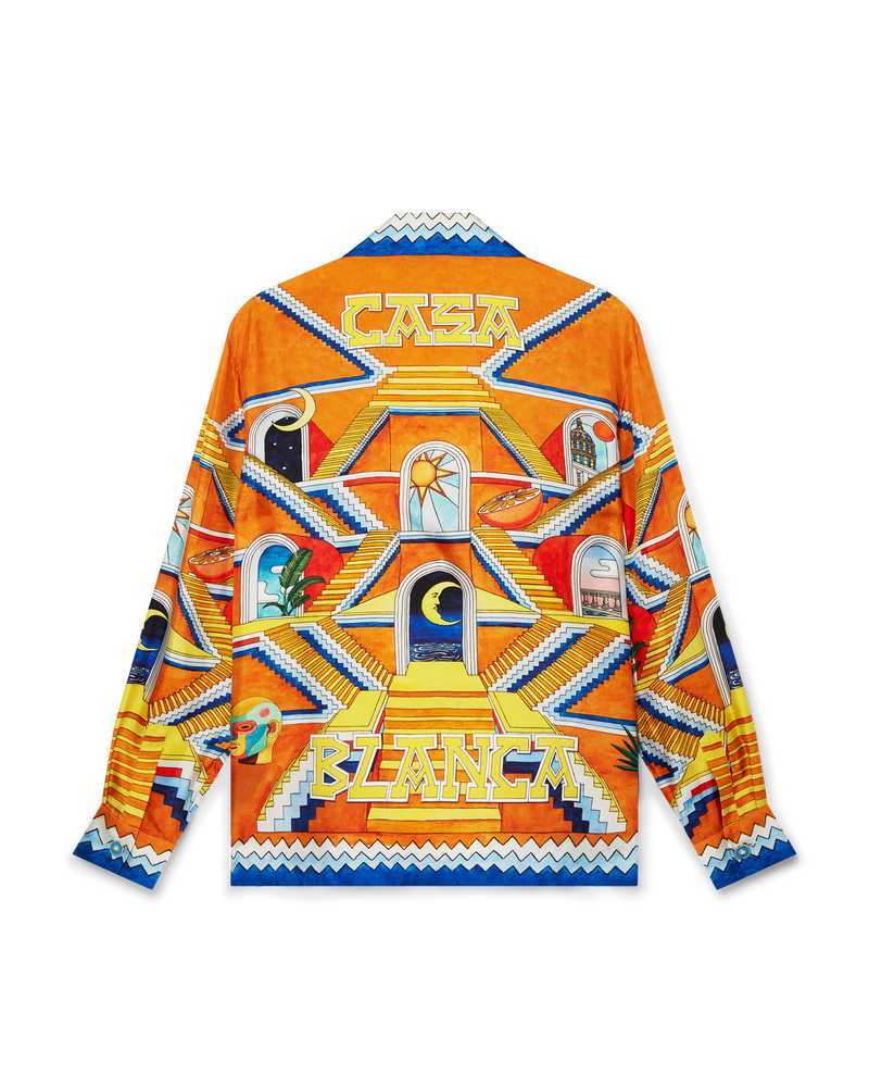 Casablanca Escalier Infini Cuban Collar Silk Shirt
