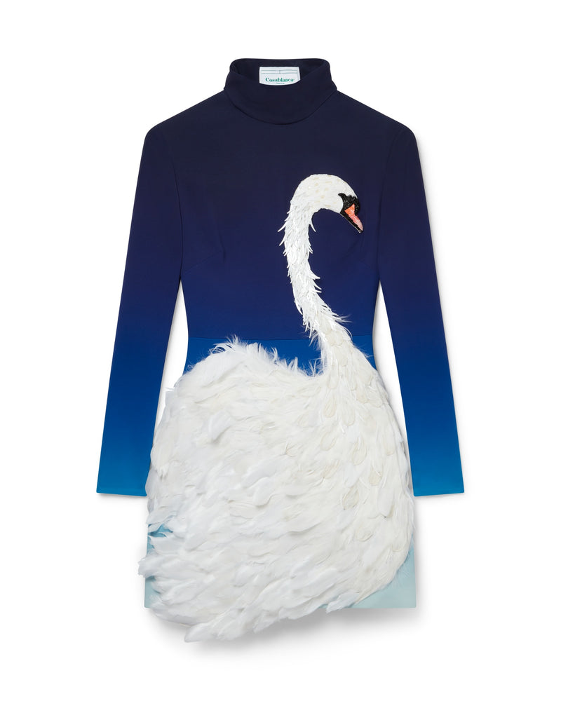 Casablanca Midnight Gradient Swan Mini Dress