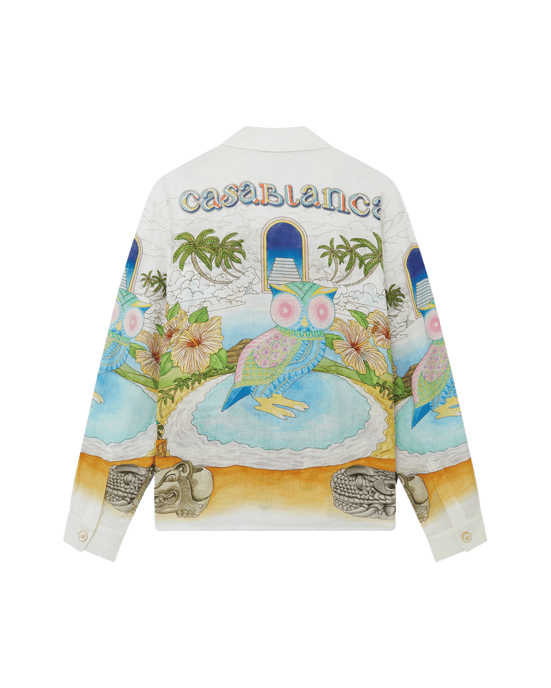 Casablanca Spirit Lake Cuban Collar Linen Shirt