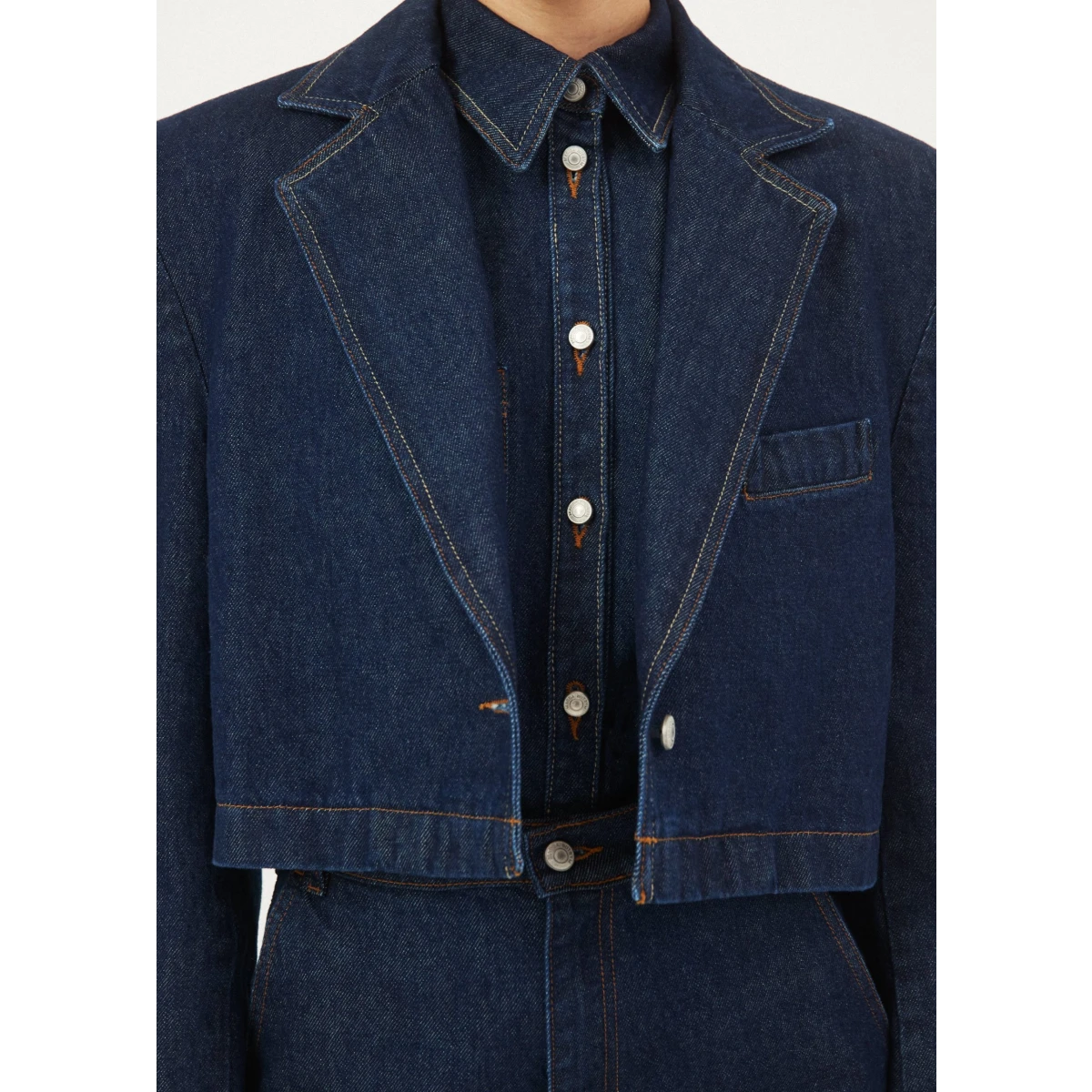 Magda Butrym Cropped denim blazer in navy