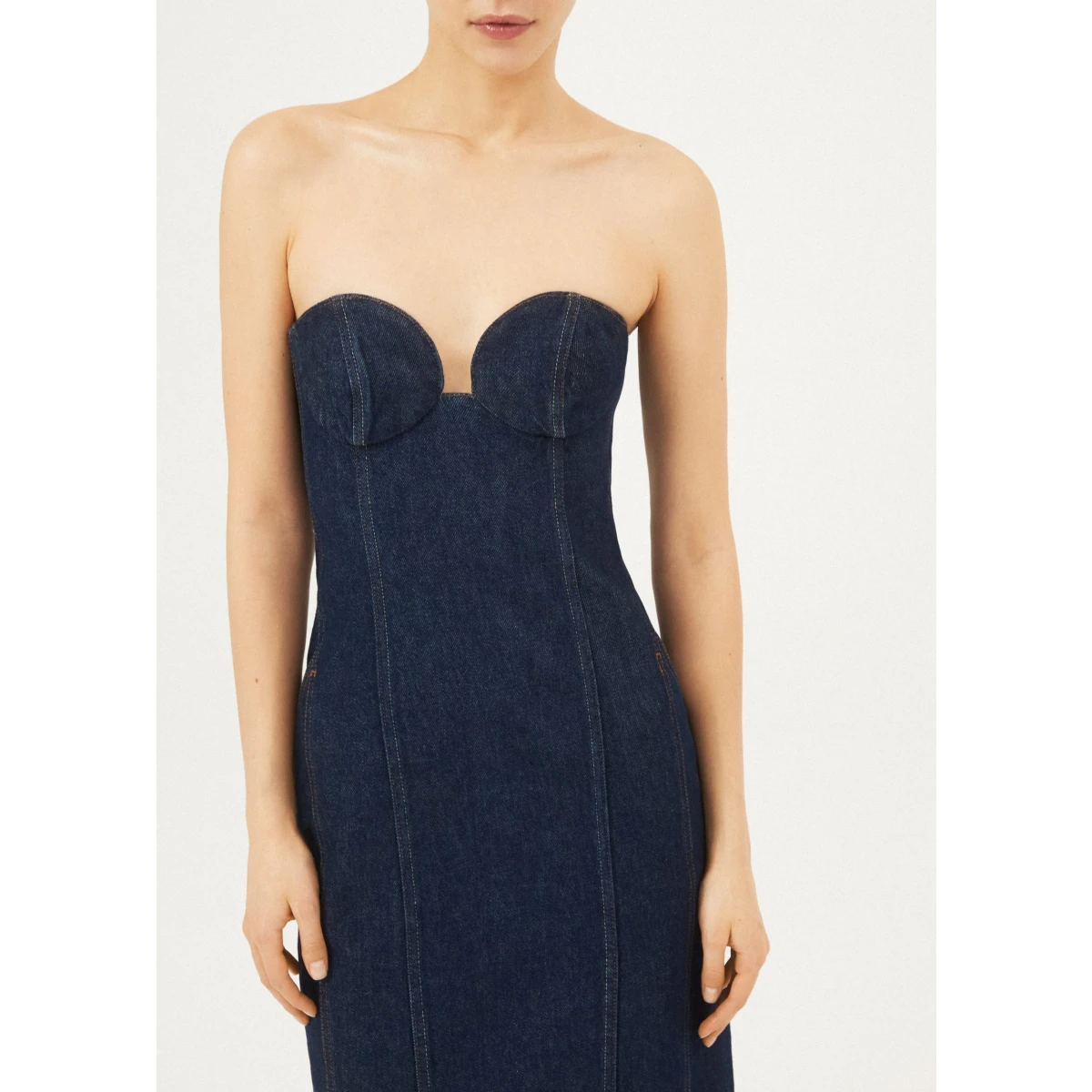 Magda Butrym Denim bustier midi dress in navy