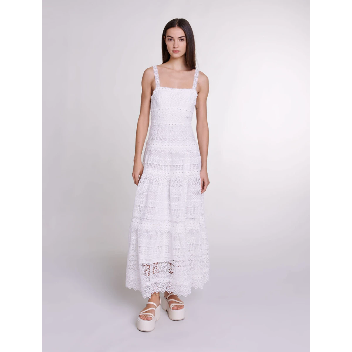 Crochet knit maxi dress best sale