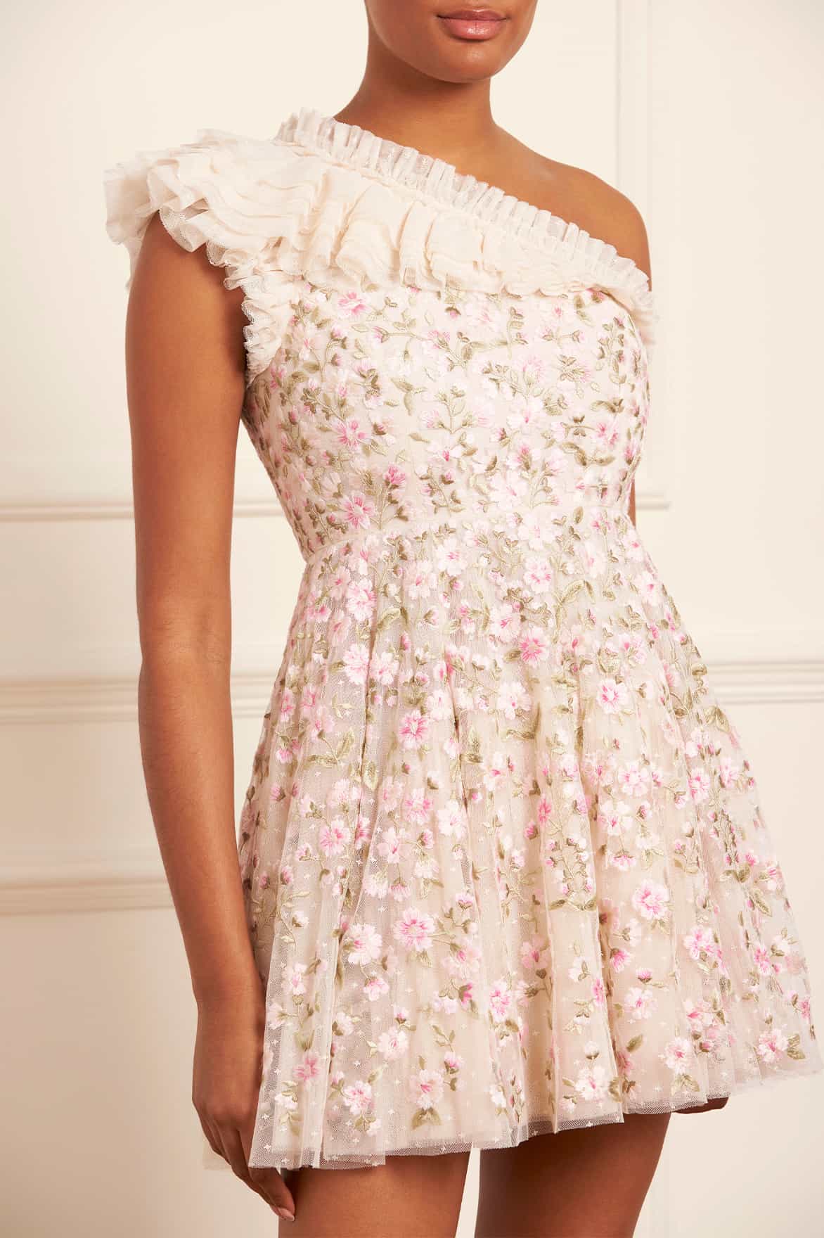 Posy Pirouette One-Shoulder Micro Mini Dress Coveti