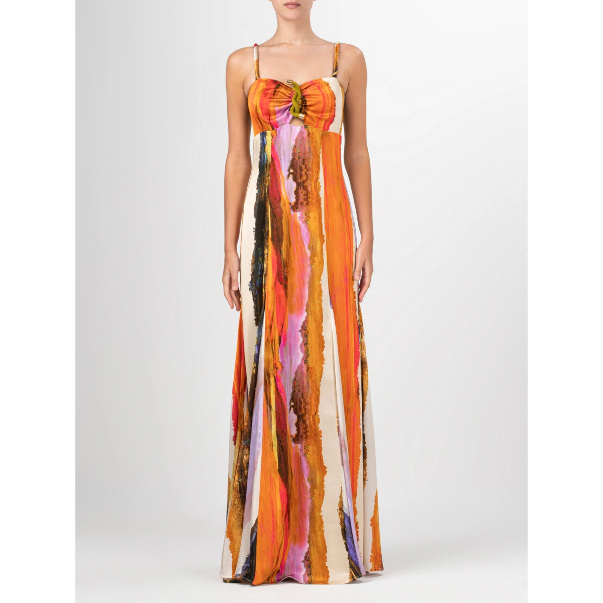 Artis Dress Orange Orchid Abstract