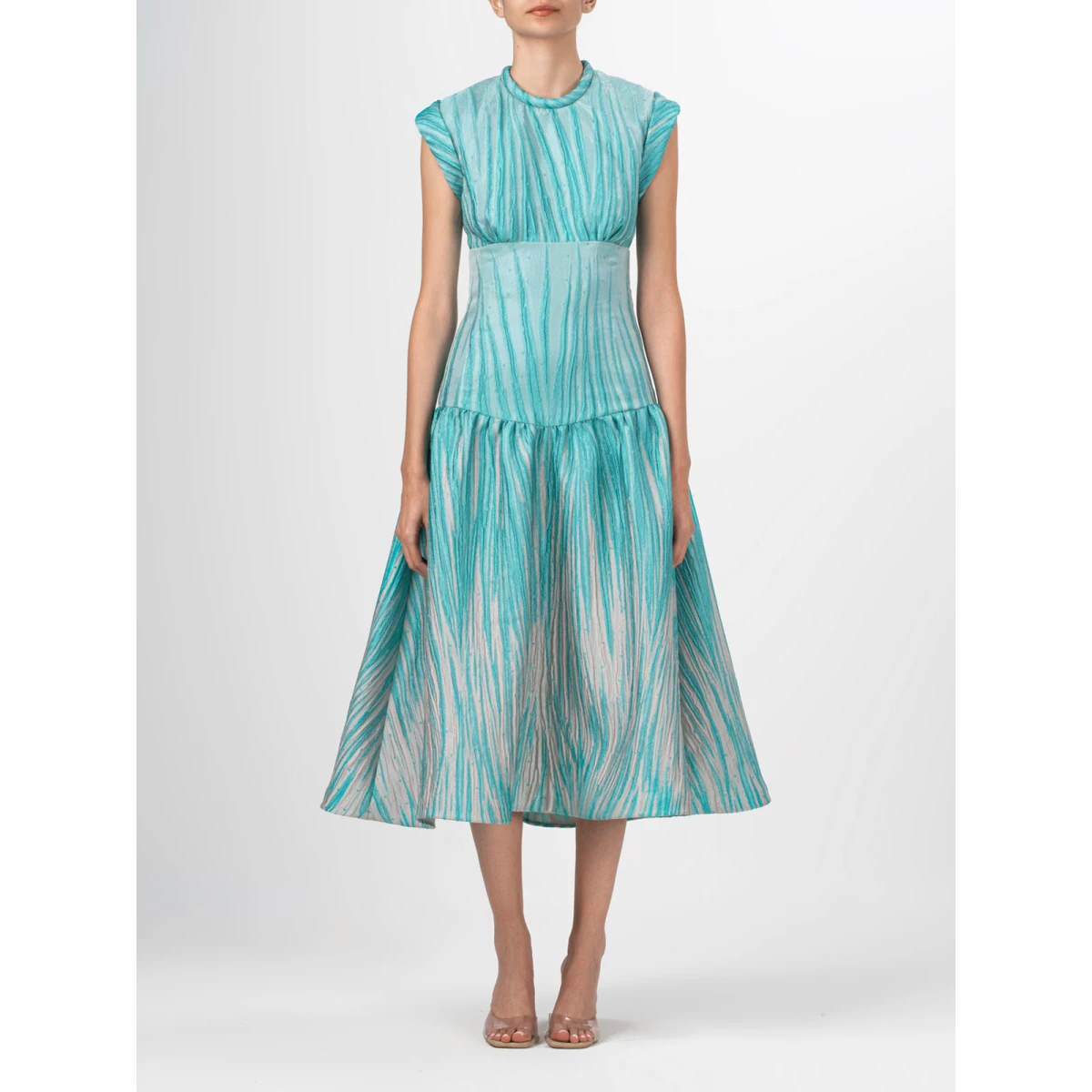 Conza Dress Aqua Abstract Ripple