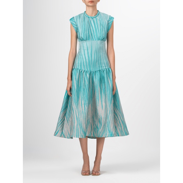 Conza Dress Aqua Abstract Ripple