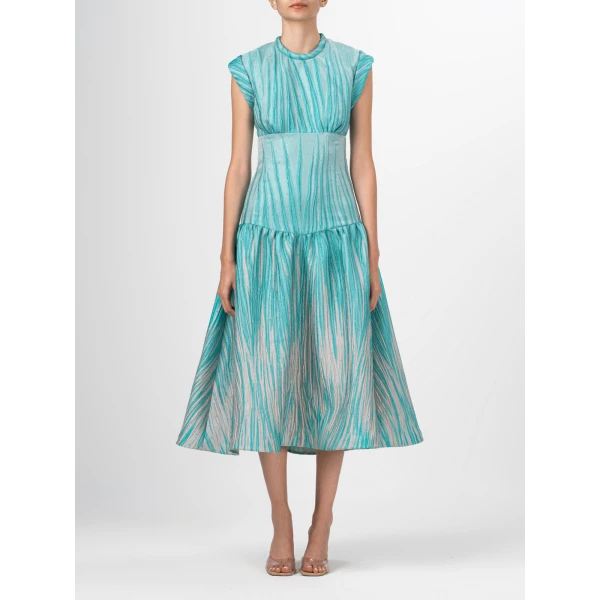 Conza Dress Aqua Abstract Ripple