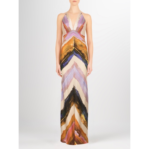 Daniela Dress Orange Orchid Abstract Stripes