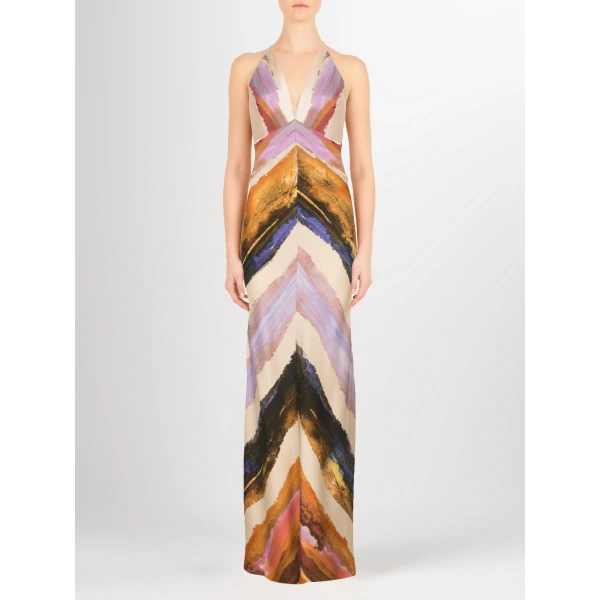 Daniela Dress Orange Orchid Abstract Stripes