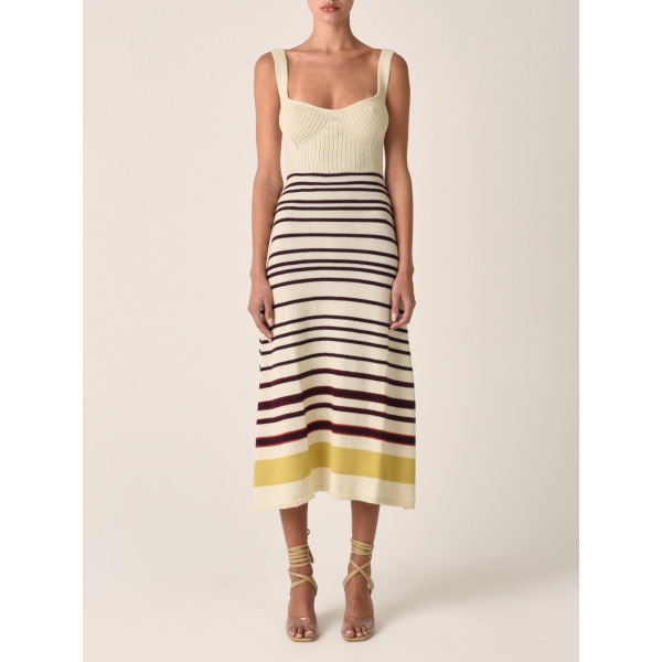 Muriel Dress Multi Mustard Stripe