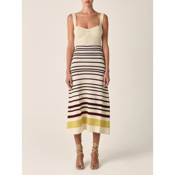 Muriel Dress Multi Mustard Stripe