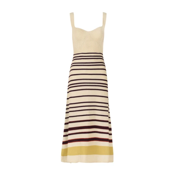 Silvia Tcherassi Muriel Dress Multi Mustard Stripe