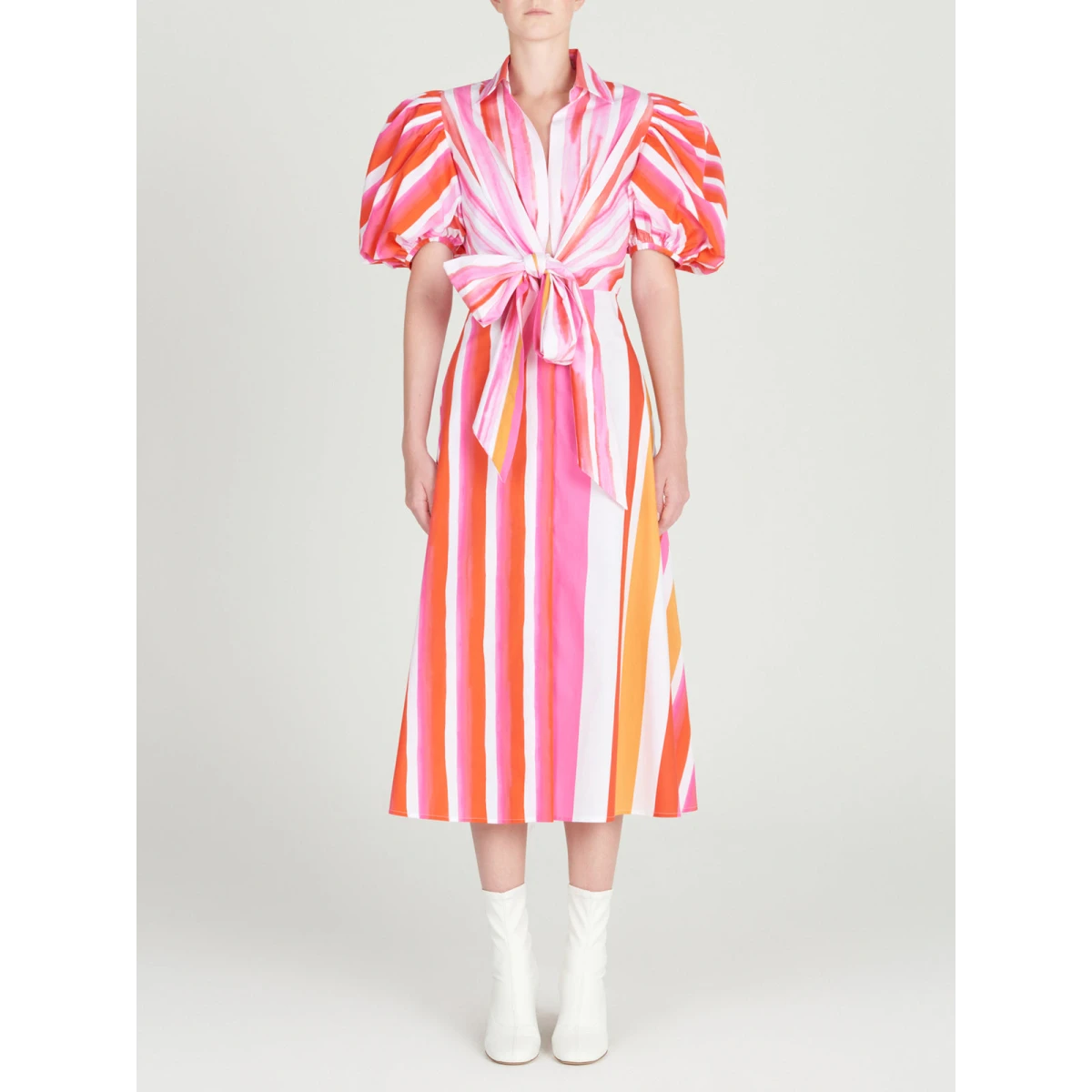 Pavia Dress Rouge Orange Stripes