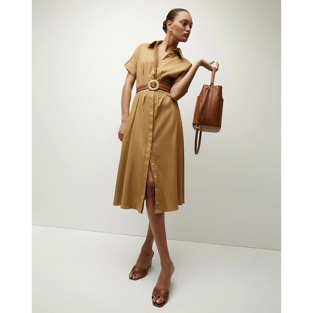 Adavi Stretch-Linen Shirtdress