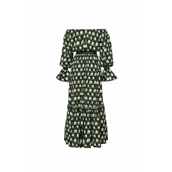 Agua By Agua Bendita Almendra Perla Embroidered Maxi Dress