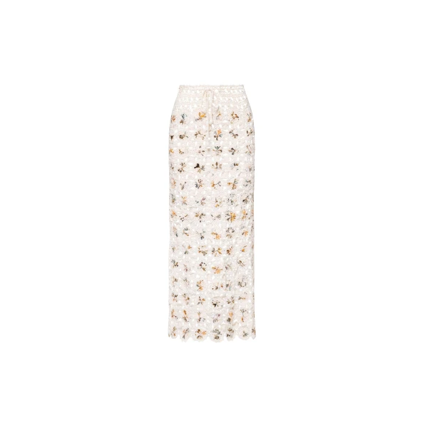 Agua By Agua Bendita Arroyo Caracola Embroidered Maxi Skirt