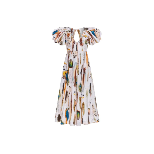 Agua By Agua Bendita Chontaduro Pluma Cotton Midi Dress