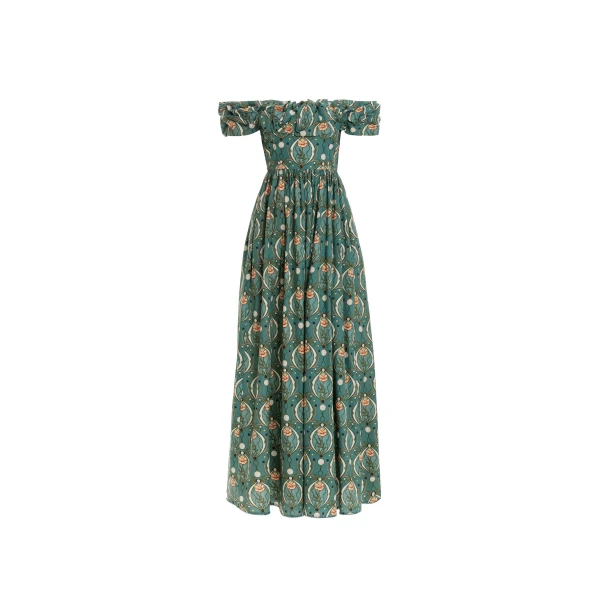 Agua By Agua Bendita Espliego Lunar Cotton Maxi Dress