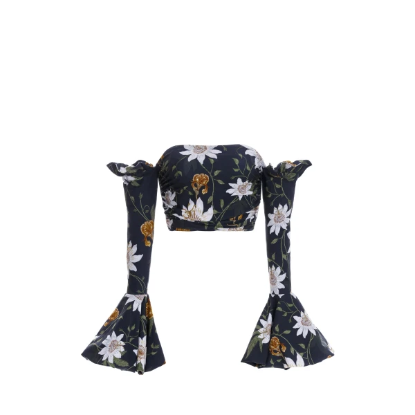Agua By Agua Bendita Gracia Pasiflora Sugar Cane Cropped Top