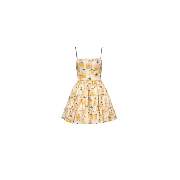 Agua By Agua Bendita Lima Bisuteria Hand-Embroidered Mini Dress