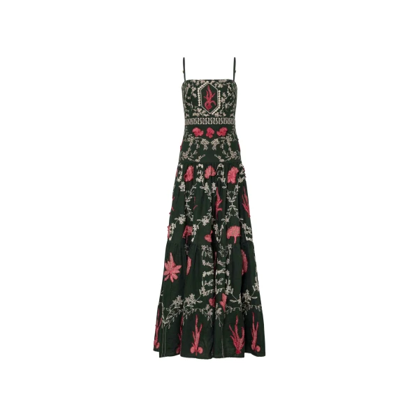 Agua By Agua Bendita Lima Encaje Embroidered Maxi Dress