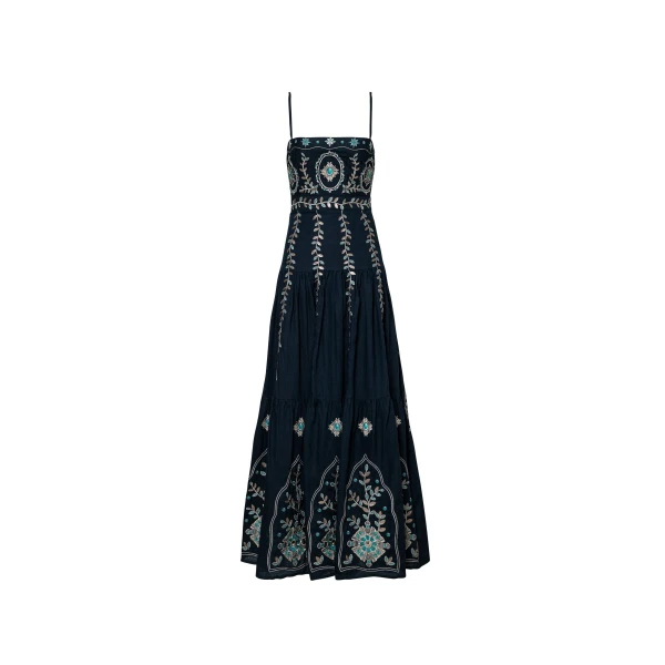 Agua By Agua Bendita Lima Relicario Embroidered Maxi Dress