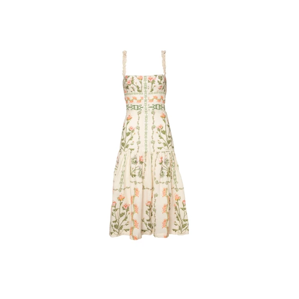 Agua By Agua Bendita Nispero Oasis Hand-Embroidered Midi Dress