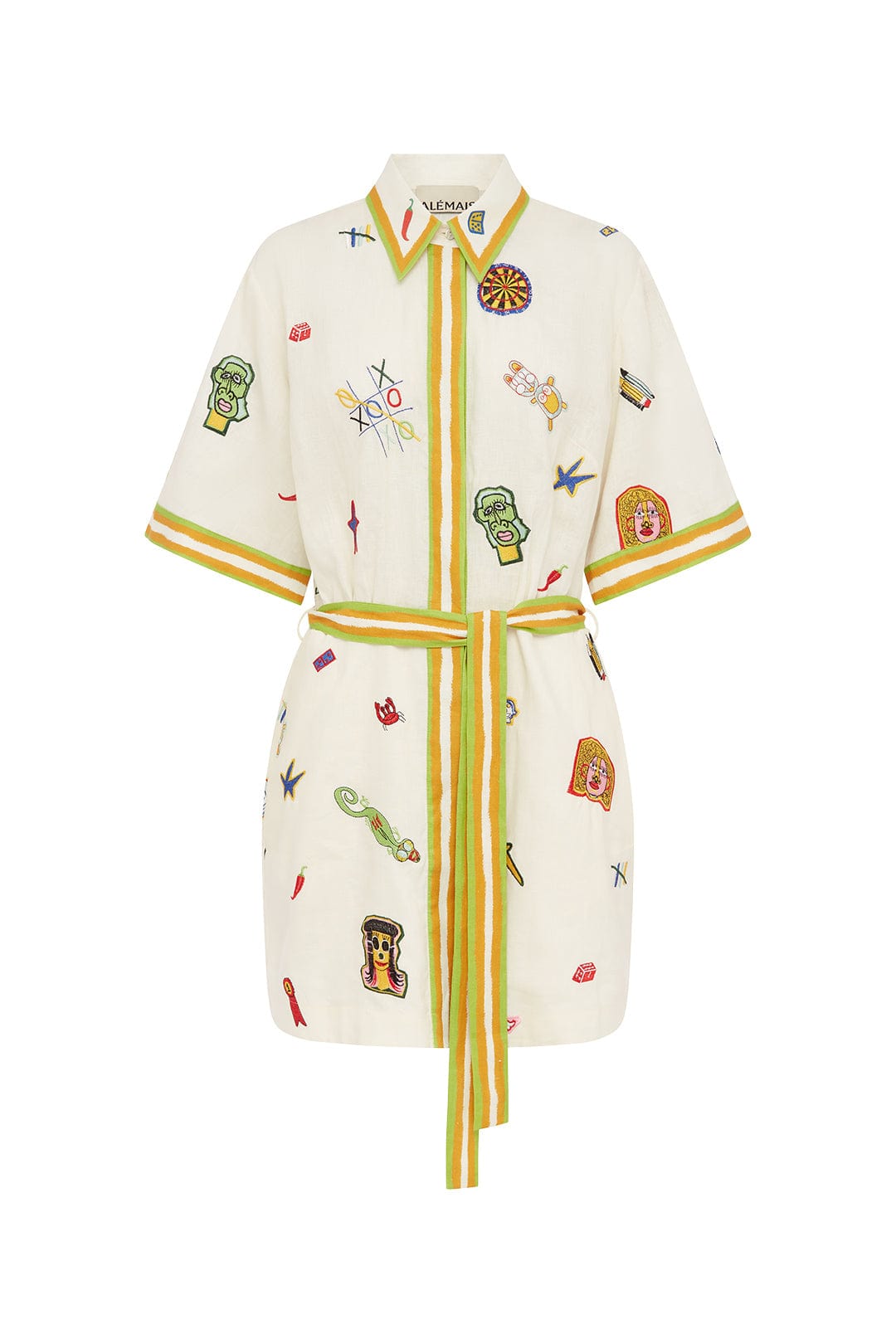 Alemais Checkers Embroidered Mini Dress