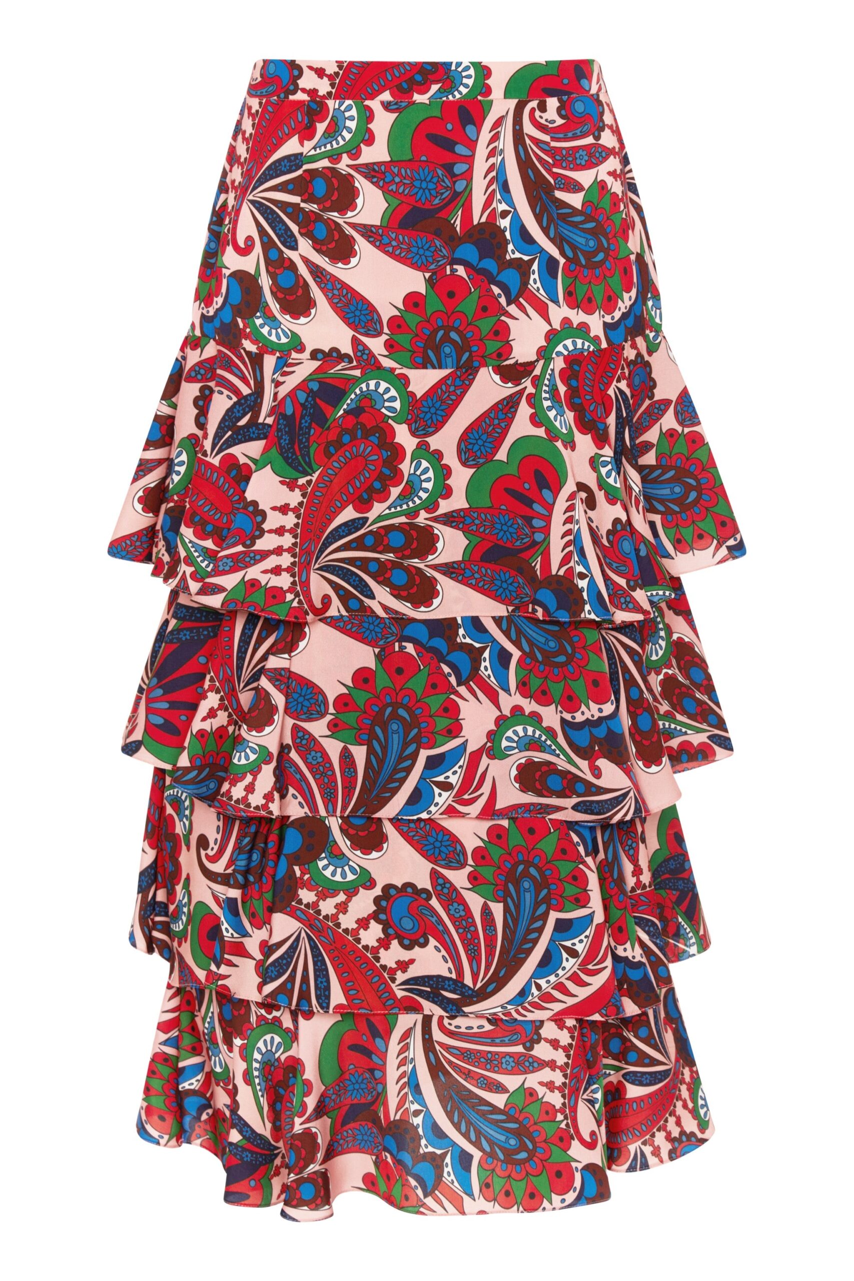 Borgo de Nor Livi Tiered Viscose Skirt  Paisley Pink