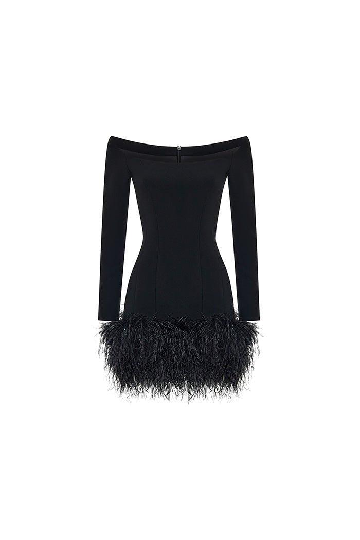 Rasario Crepe Mini Dress With Fringe