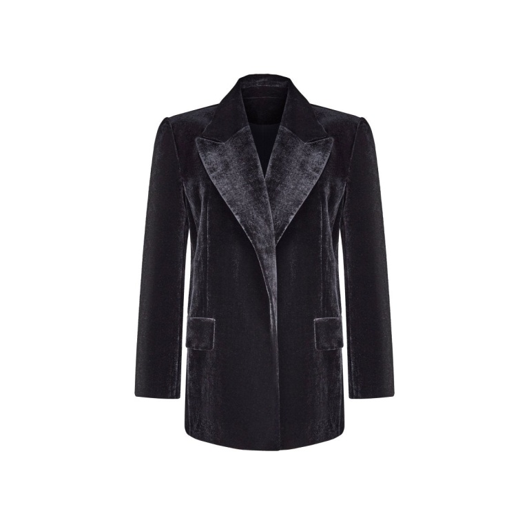 Rasario Double-Breasted Velvet Blazer
