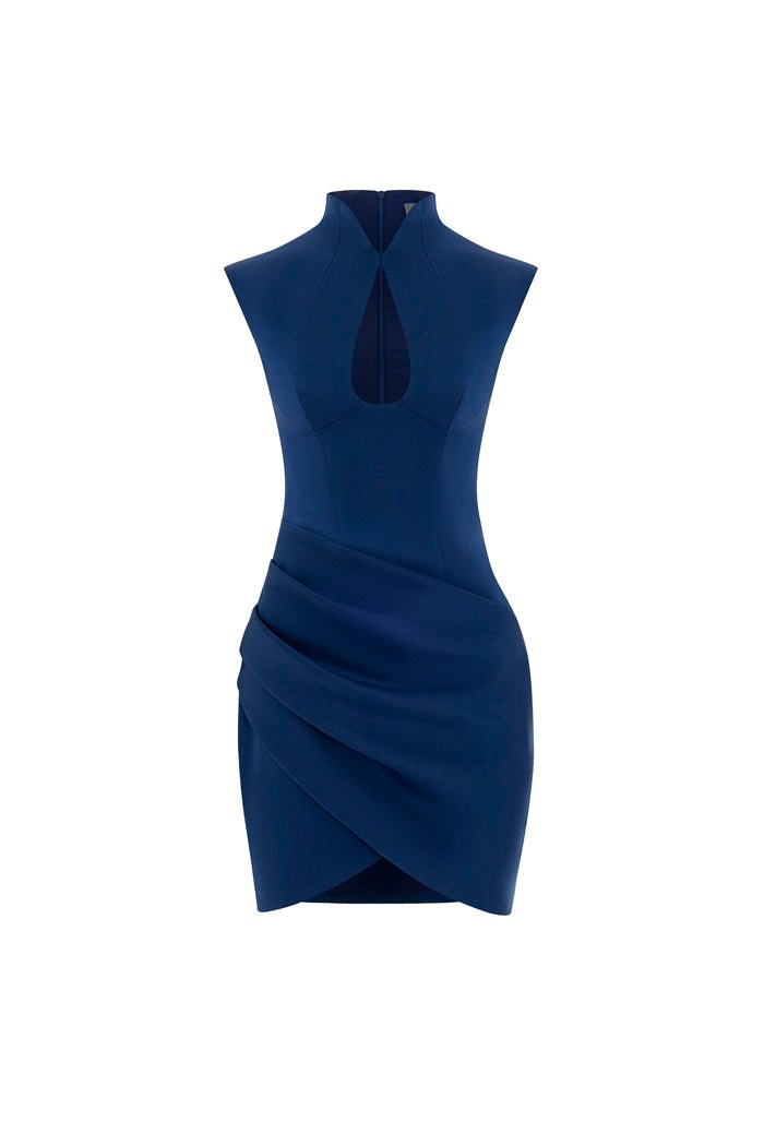 Rasario Draped Satin Mini Dress With Cutouts