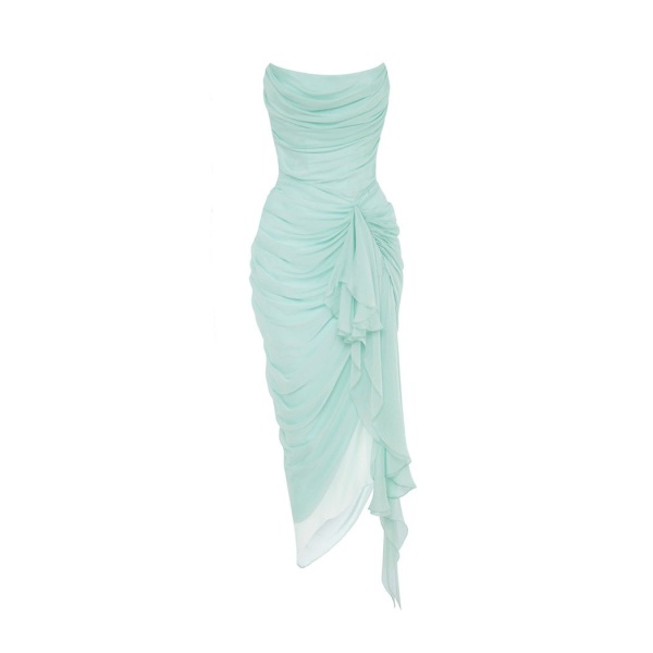 Rasario Draped Silk Chiffon Corset Midi Dress