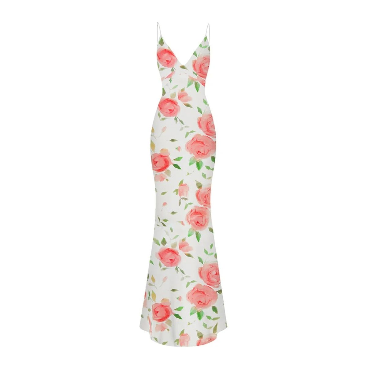 Rasario Floral Printed Satin Maxi Dress