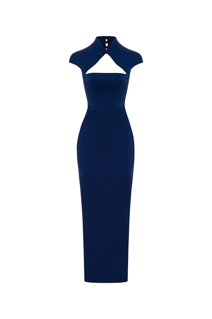 Rasario Long Midi Corset Satin Dress With A Side Slit