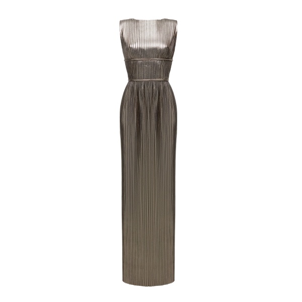 Rasario Pleated Maxi Dress Trimmed With Edging