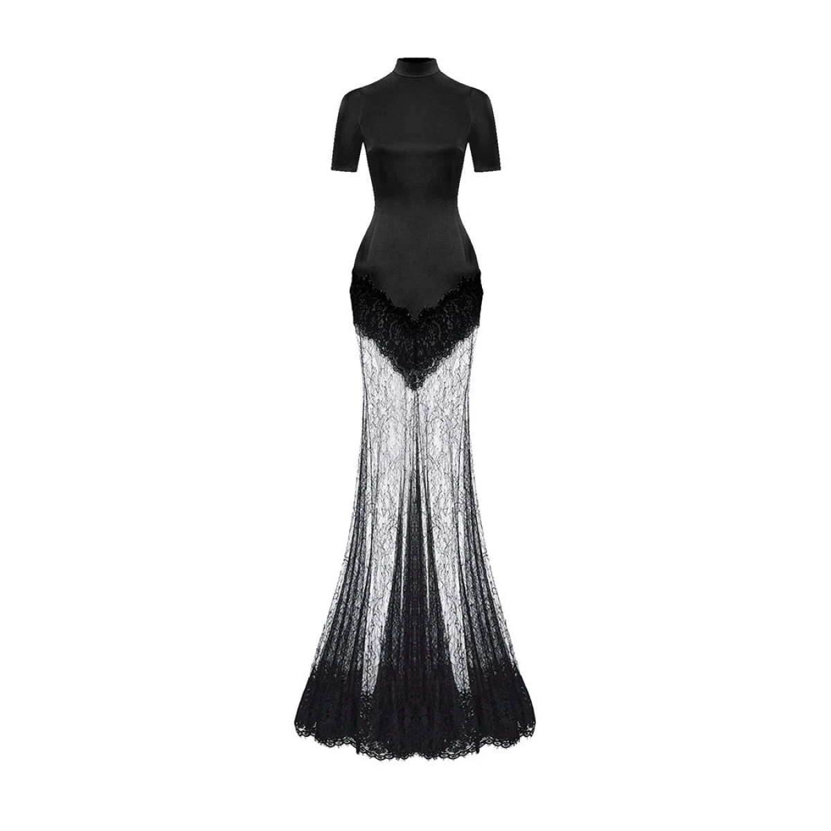 Rasario Satin And Lace Maxi Dress