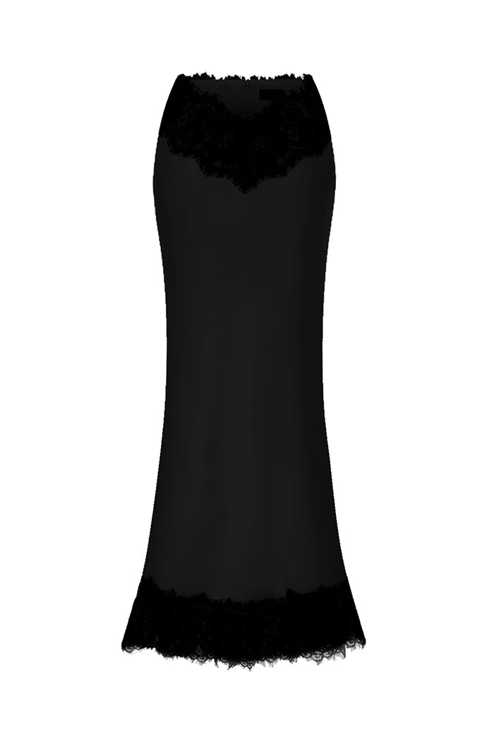 Rasario Satin And Lace Maxi Skirt