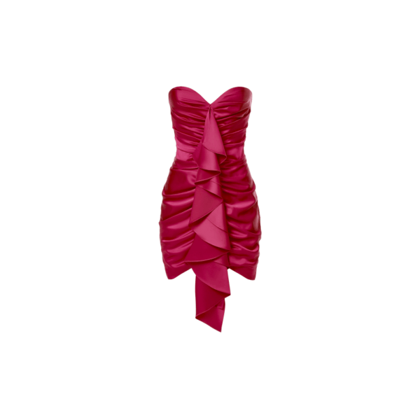 Rasario Satin Mini Dress With Ruffle
