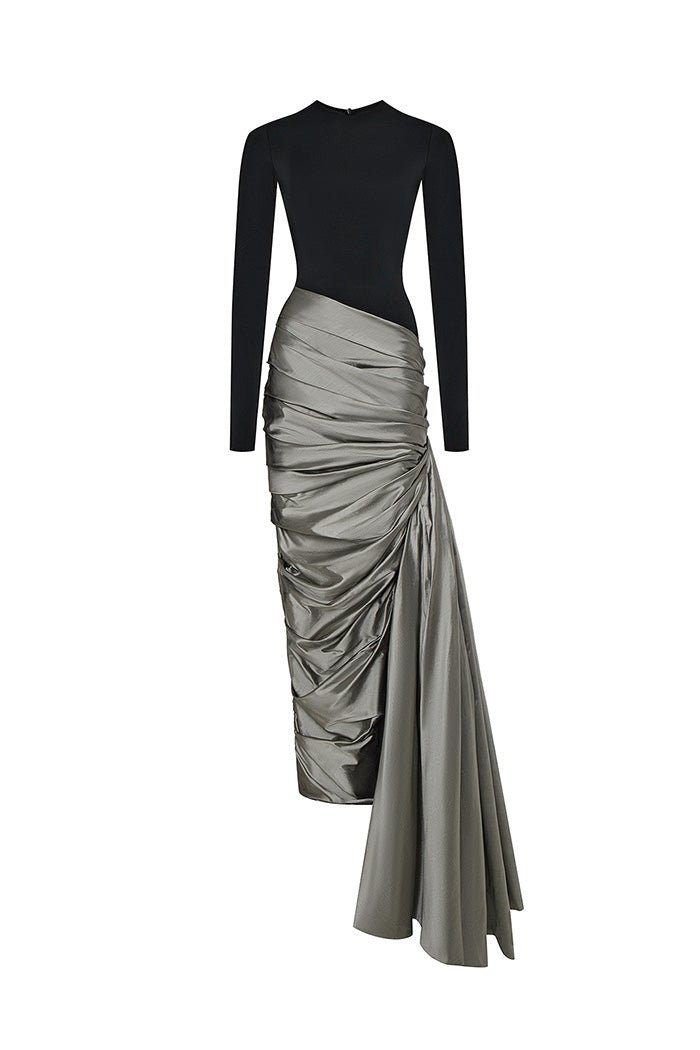 Rasario Silk And Biflex Gown With A Side Train