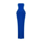 Rasario Velvet Corset Maxi Dress With A Draped Skirt