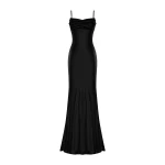 Rasario Velvet Draped Maxi Dress With An Opened Back