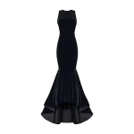 Rasario Velvet Gown With Ruffled Skirt